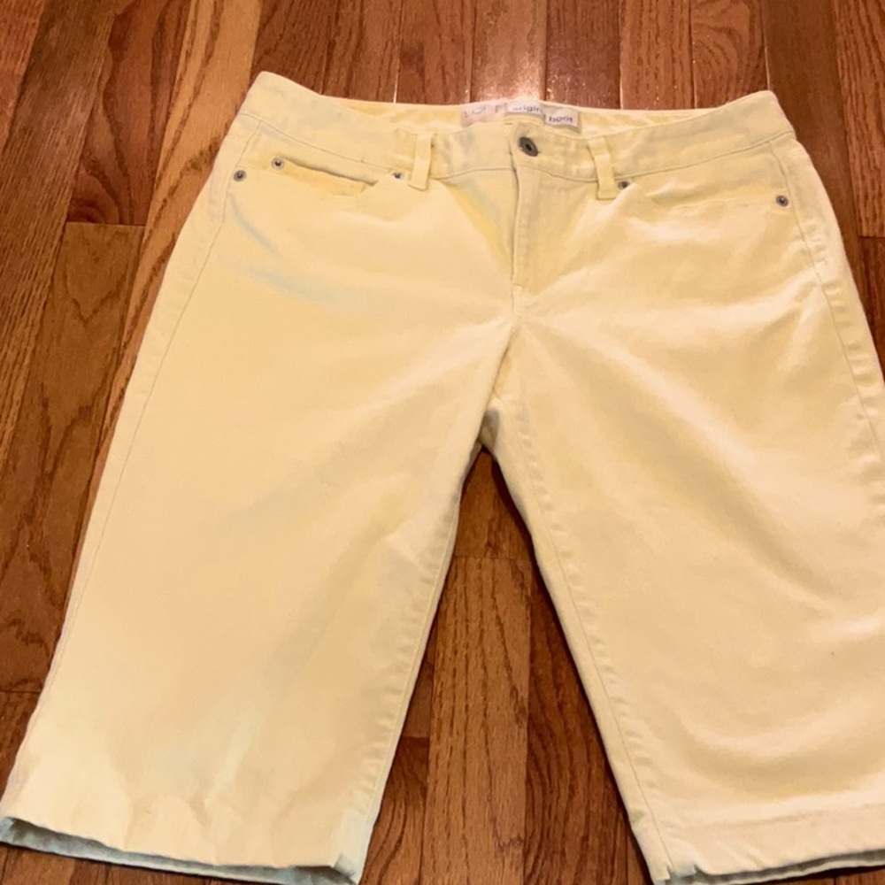 LOFT Light Yellow Original Boot Shorts